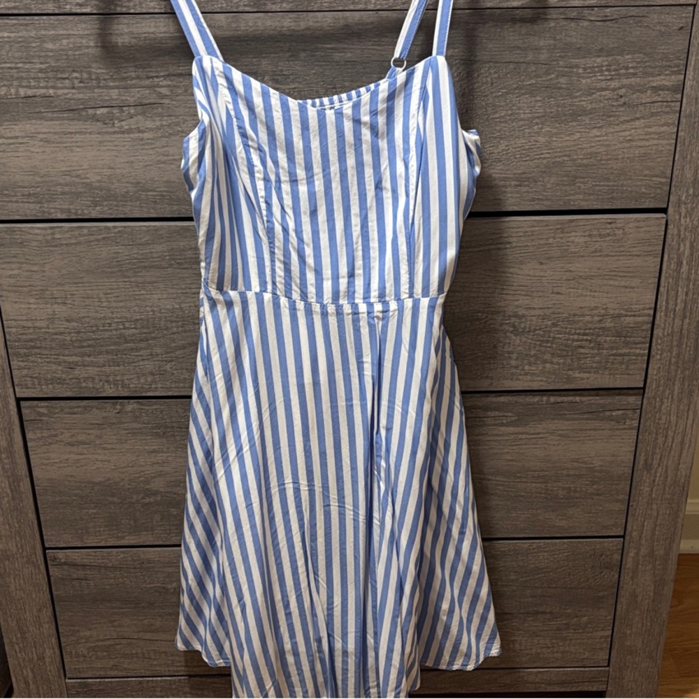 Old Navy Blue and White Striped Midi Dress